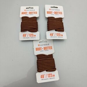 Brand New Lot of 3 Softsole 48 " Brown Boot Laces Lacets